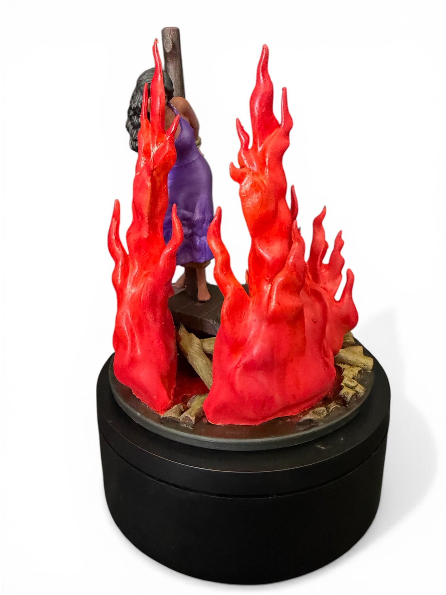 Witch at Stake Sculpture – Rotating Dark Art Decor Hand-Painted Resin