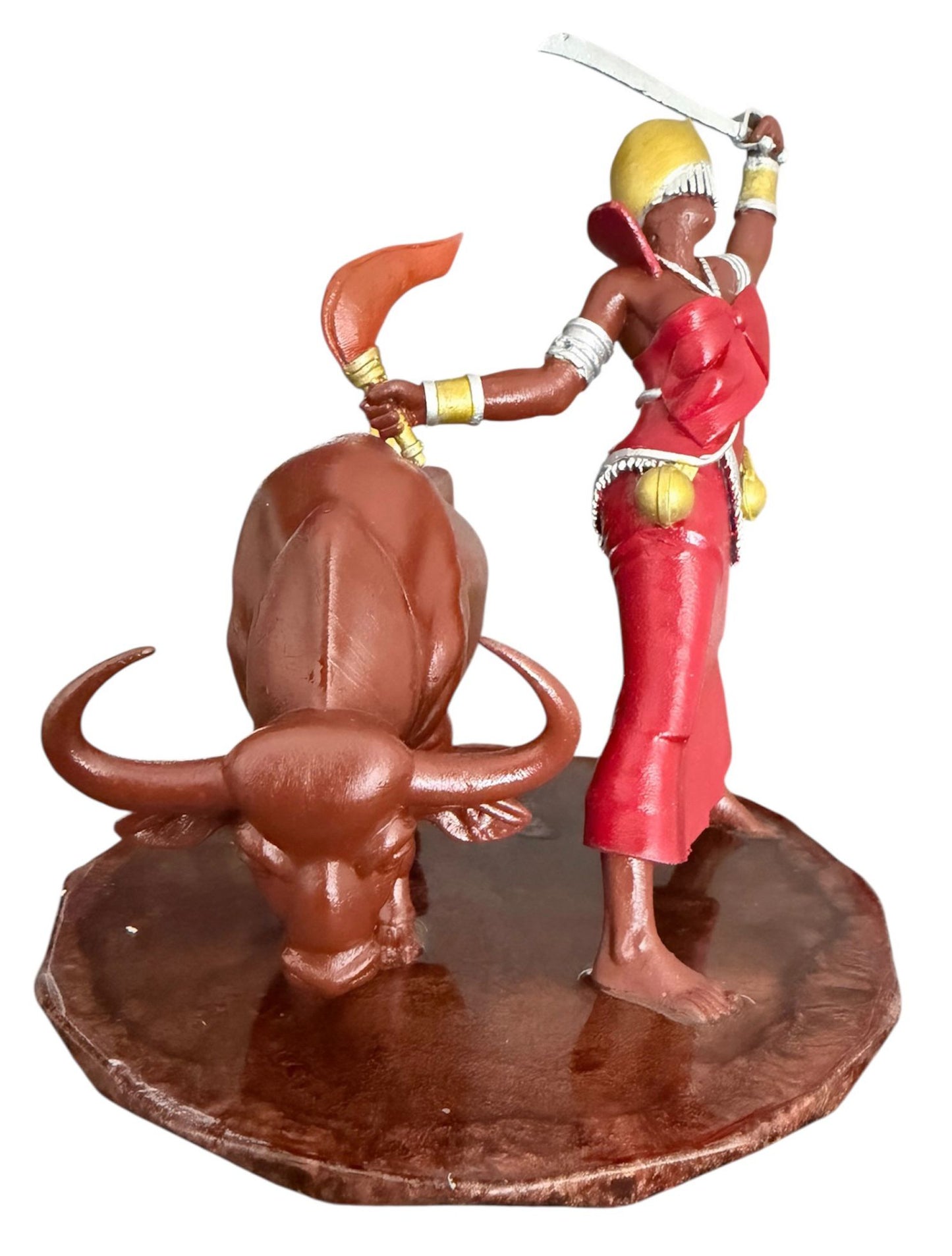 Iansã (Oyá) with Buffalo – 6” Handmade & Hand-Painted Resin Sculpture – Made in Miami