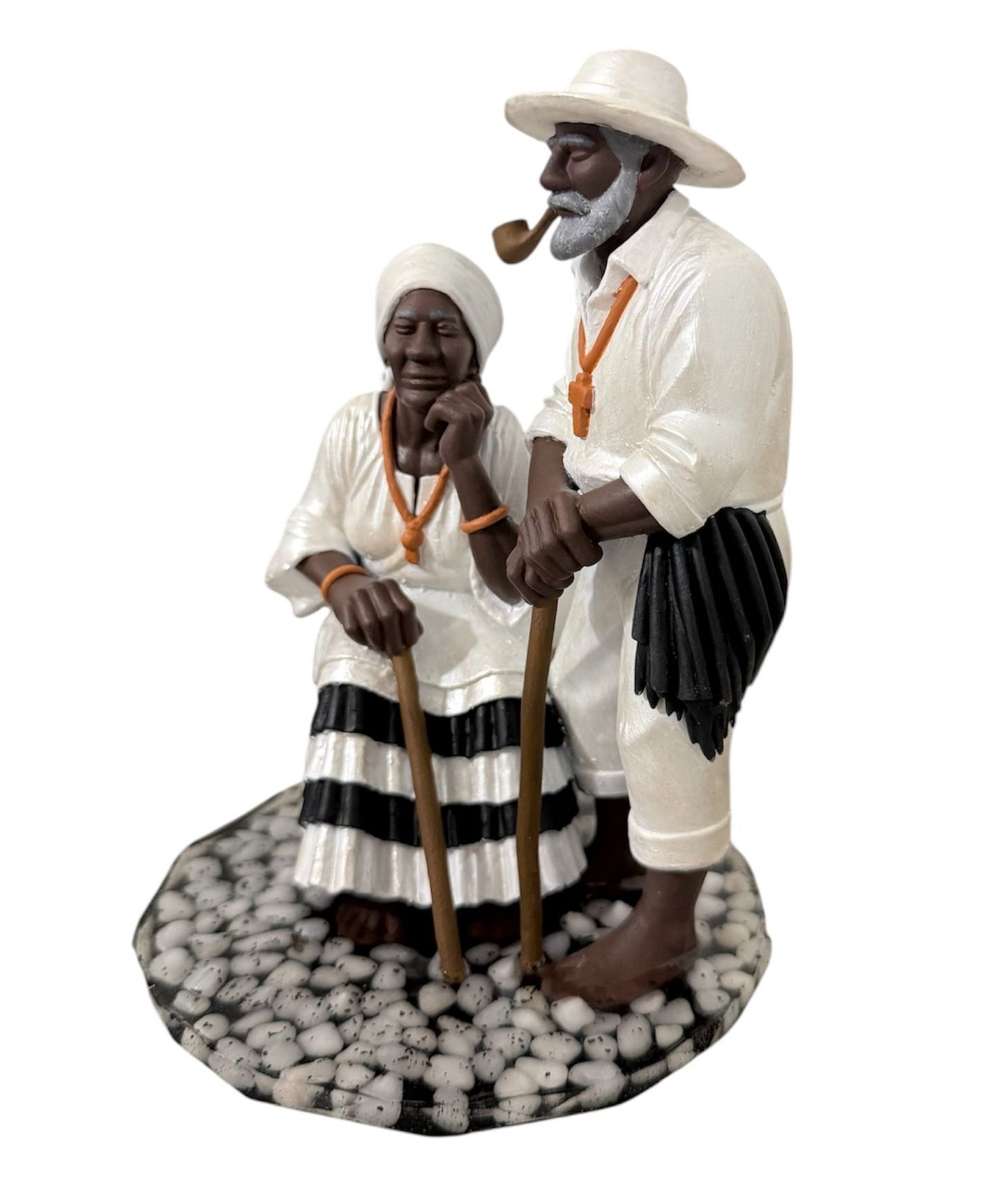 Casal de Preto Velho – Figura Espiritual Handmade em Resina – 6 Inches (15 cm)
